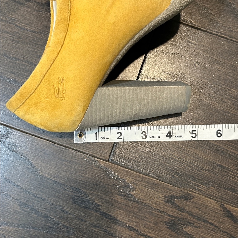 Lacoste Mustard Suede Heeled Loafers - Picture 8 of 8